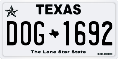 TX license plate DOG1692