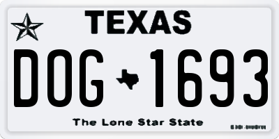 TX license plate DOG1693