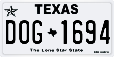 TX license plate DOG1694