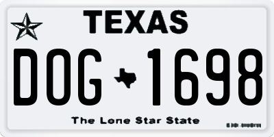 TX license plate DOG1698