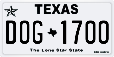 TX license plate DOG1700