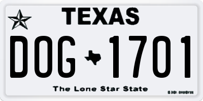 TX license plate DOG1701