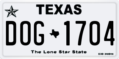 TX license plate DOG1704