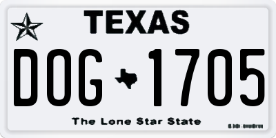 TX license plate DOG1705