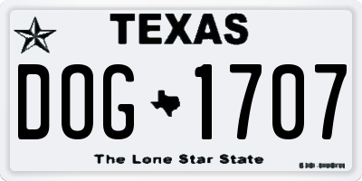 TX license plate DOG1707