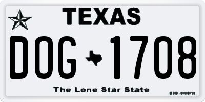 TX license plate DOG1708