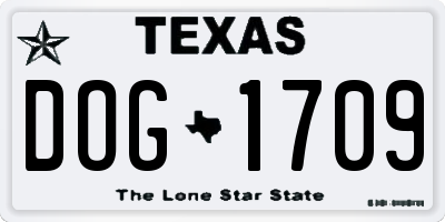 TX license plate DOG1709