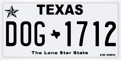TX license plate DOG1712