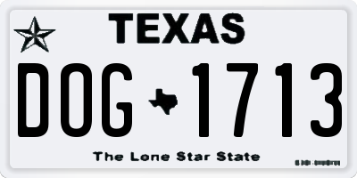 TX license plate DOG1713