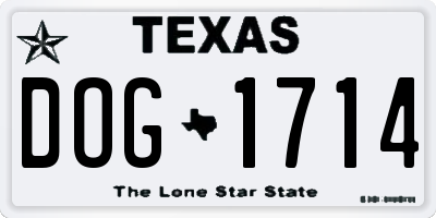 TX license plate DOG1714