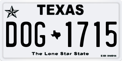 TX license plate DOG1715
