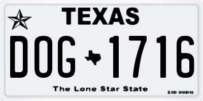 TX license plate DOG1716