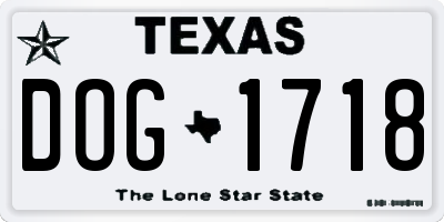 TX license plate DOG1718