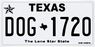 TX license plate DOG1720