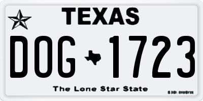 TX license plate DOG1723