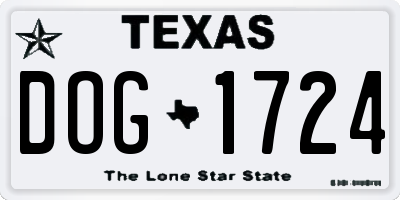 TX license plate DOG1724