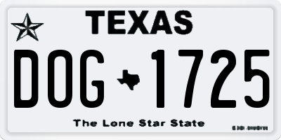 TX license plate DOG1725