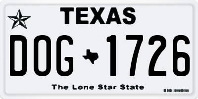 TX license plate DOG1726
