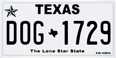 TX license plate DOG1729