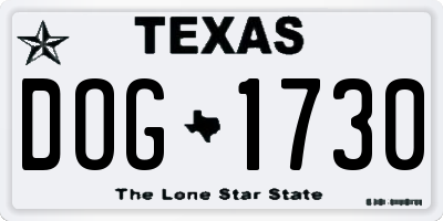 TX license plate DOG1730