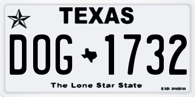 TX license plate DOG1732