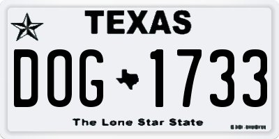 TX license plate DOG1733