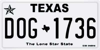 TX license plate DOG1736