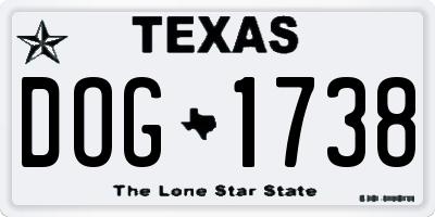 TX license plate DOG1738