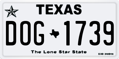 TX license plate DOG1739