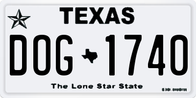 TX license plate DOG1740