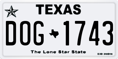 TX license plate DOG1743