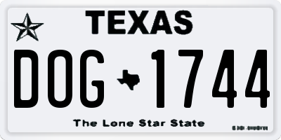 TX license plate DOG1744