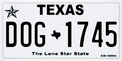 TX license plate DOG1745