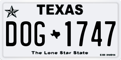 TX license plate DOG1747