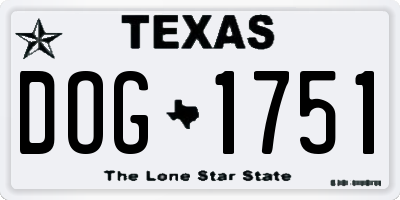 TX license plate DOG1751