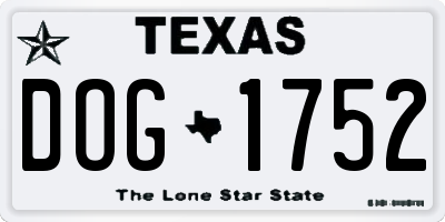 TX license plate DOG1752