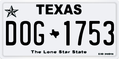 TX license plate DOG1753