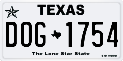 TX license plate DOG1754