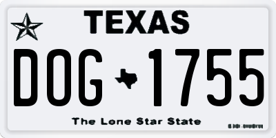 TX license plate DOG1755