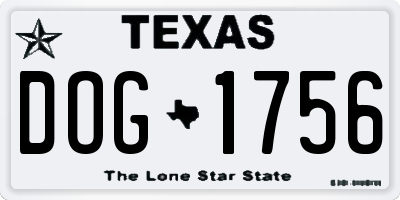 TX license plate DOG1756