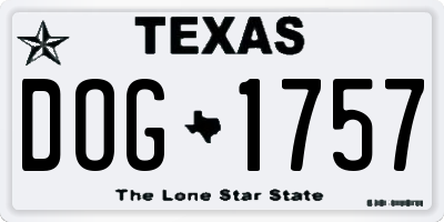 TX license plate DOG1757
