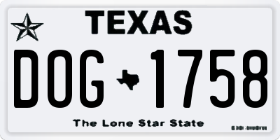TX license plate DOG1758