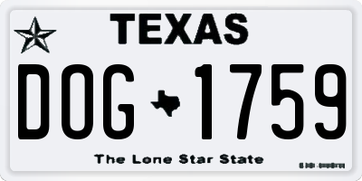 TX license plate DOG1759