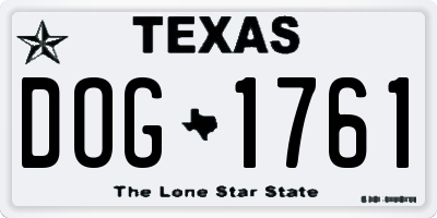 TX license plate DOG1761