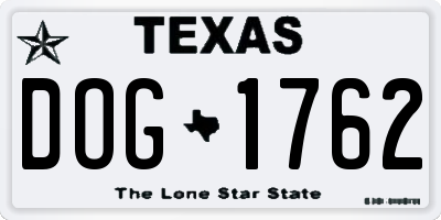 TX license plate DOG1762