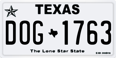 TX license plate DOG1763