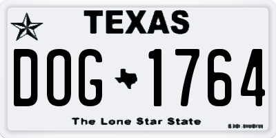 TX license plate DOG1764