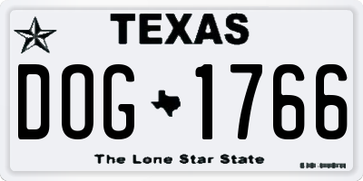 TX license plate DOG1766