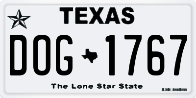 TX license plate DOG1767