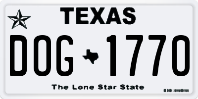 TX license plate DOG1770
